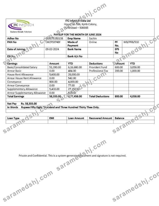 ITC Infotech payslip template in Word and PDF formats.pdf, 1